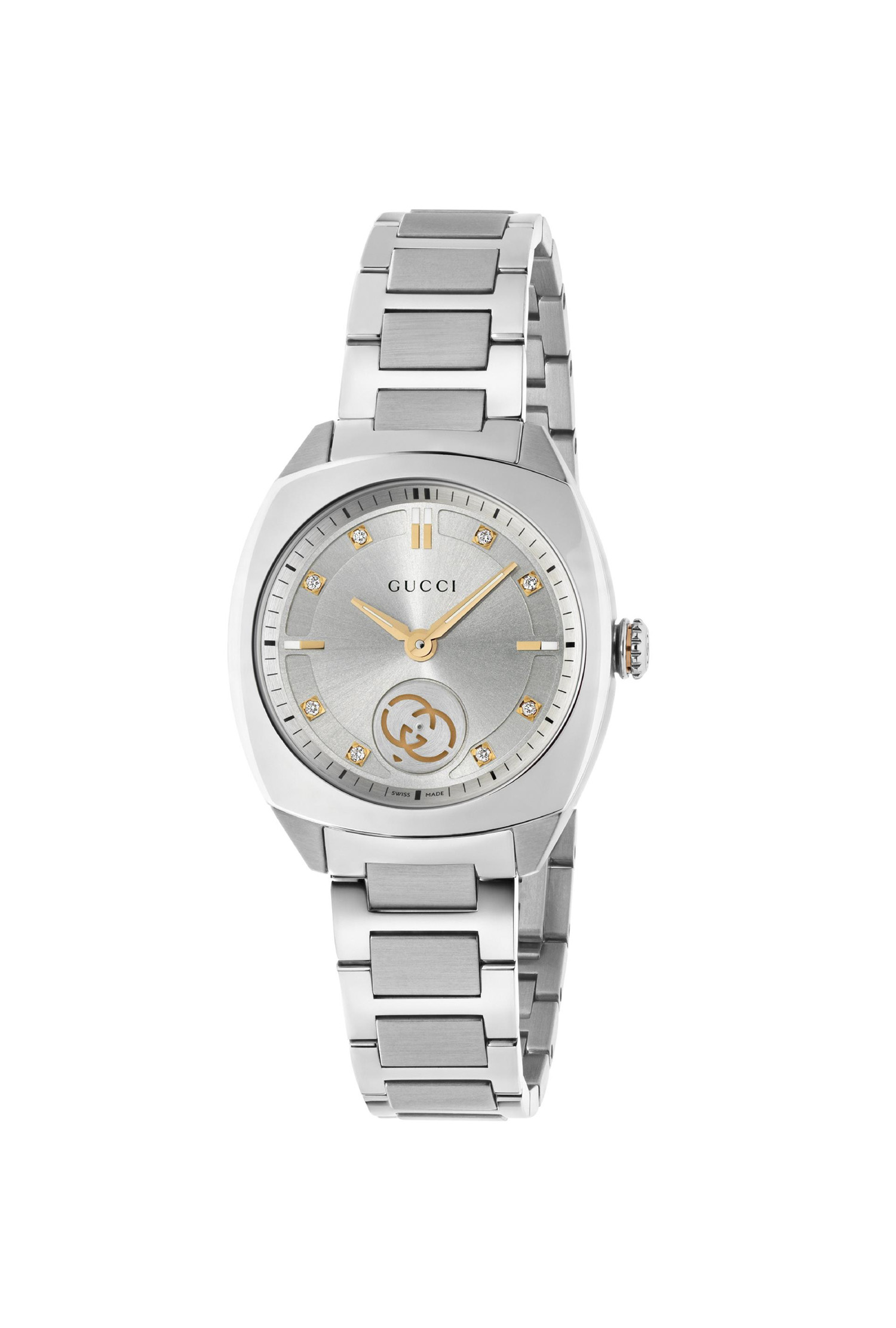 Montre Gucci Interlocking Quartz Diamants Acier Inoxydable