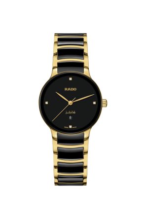 Montre Centrix Diamonds Quartz Céramique Noir Acier Inoxydable PVD Or Jaune Diamants