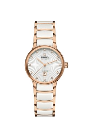 Montre Rado Centrix Automatique Céramique Blanc Acier PVD Or Rose