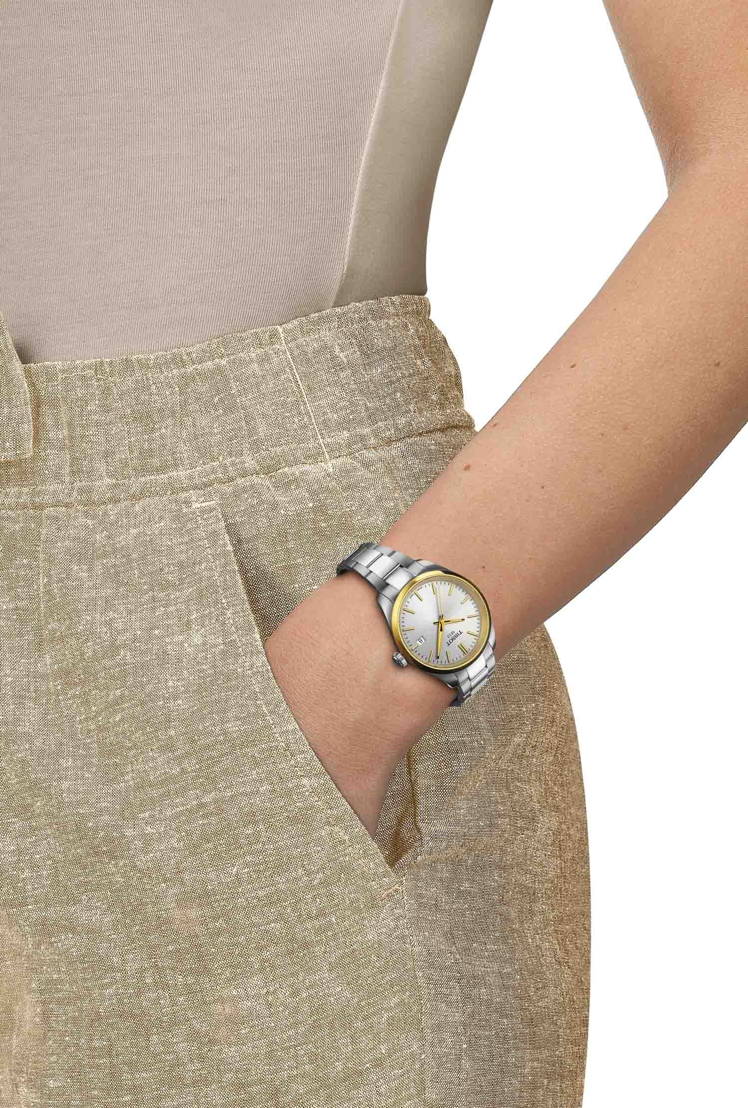 Montre Tissot PR100 Femme Quartz Acier Inoxydable Bicolore – Image 4