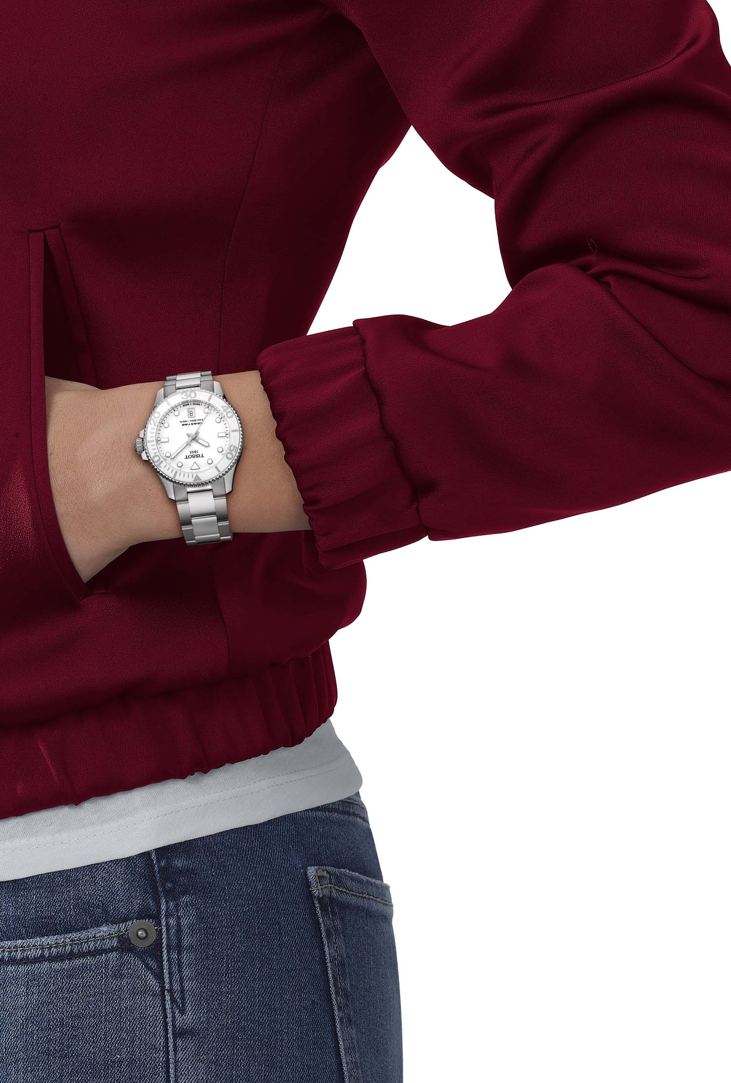 Montre Tissot Seastar 1000 Blanc Acier Inoxydable – Image 5