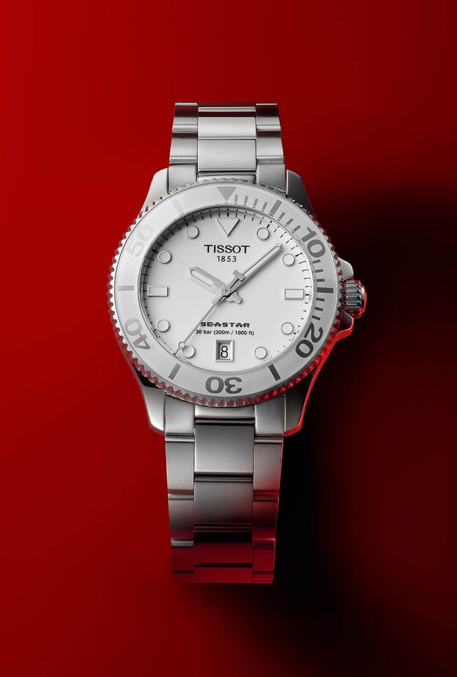 Montre Tissot Seastar 1000 Blanc Acier Inoxydable – Image 6