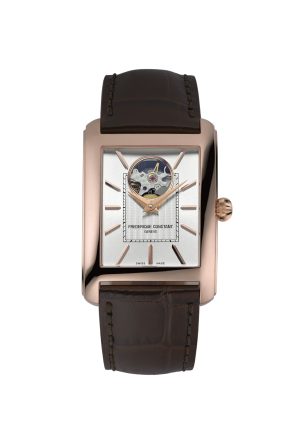 Montre Frédérique Constant Classic Carrée Coeur Ouvert Automatique Cuir Marron