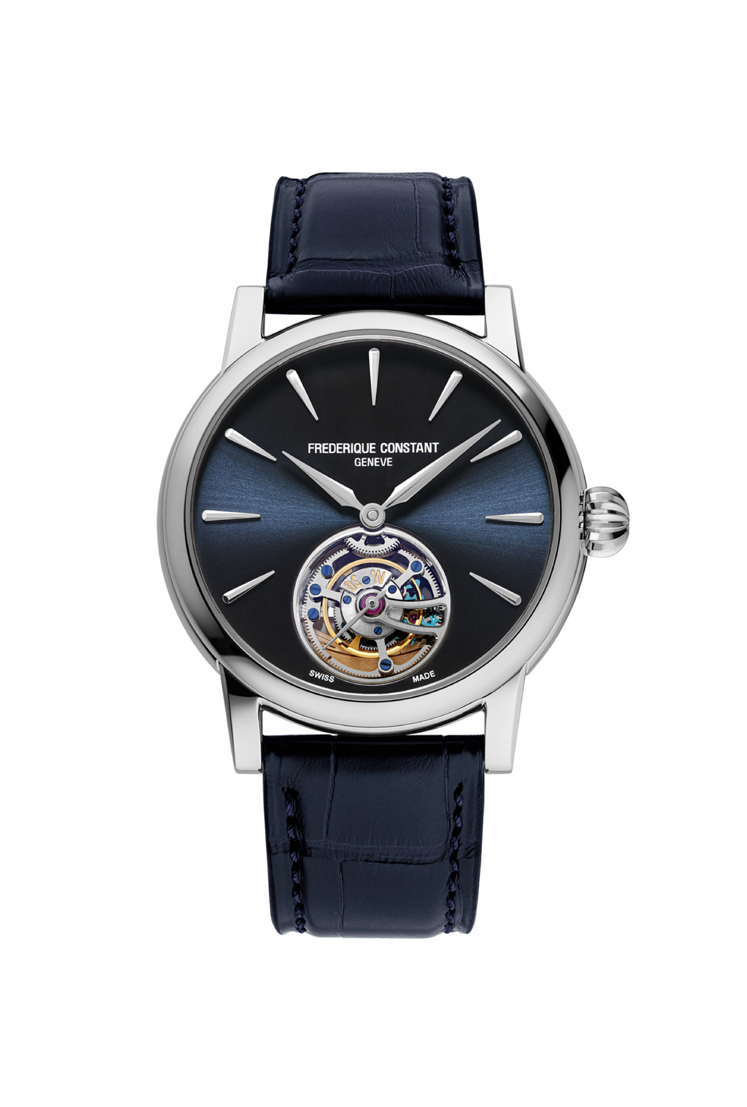 Montre Frédérique Constant Classic Manufacture Tourbillon Automatique Edition Limitée Cuir Alligator Bleu