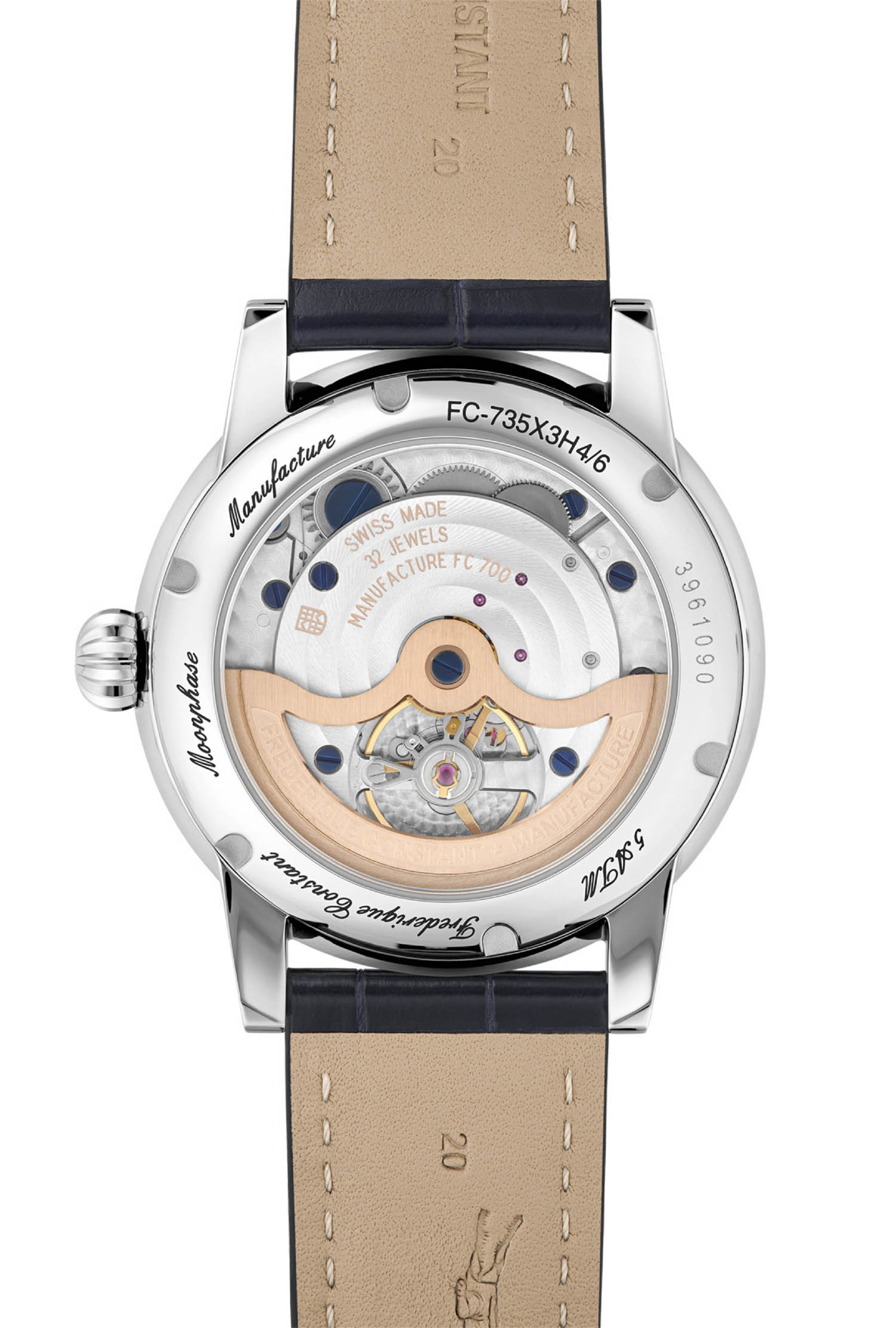 Montre Frédérique Constant Manufacture Big Date Phase de Lune Automatique Cuir Alligator Noir – Image 3