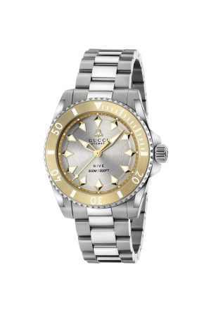 Montre Gucci Dive Quartz Acier Inoxydable PVD Or Jaune