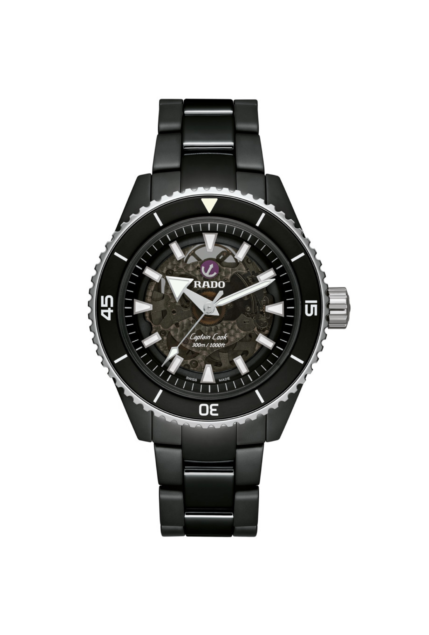 Montre Rado Centrix Quartz Céramique Noir Acier Inoxydable Diamants