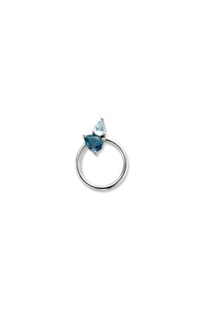 Pendentif Duo Toi et Moi topaze bleue or blanc 750 millièmes