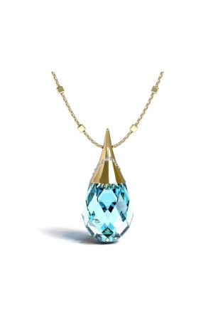 Pendentif Eviana Ondulations du lac topaze bleue or jaune 750 millièmes