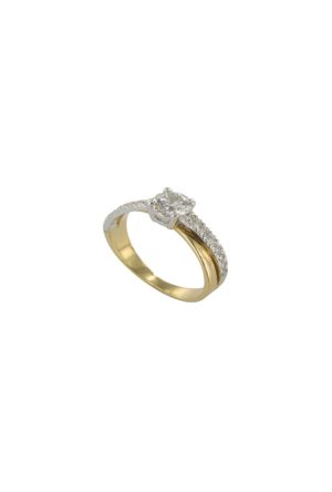 Solitaire Accompagné diamants bicolore or 750 millièmes