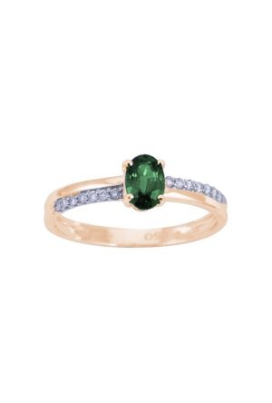 Solitaire accompagné émeraude diamants or 750 millièmes
