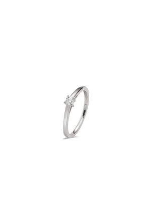 Solitaire diamant 4 griffes or blanc 750 millièmes