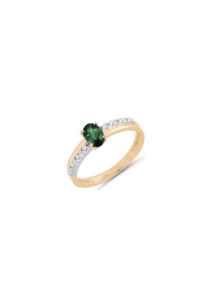 Solitaire Promesse émeraude diamants bicolore or 750 millièmes Dejean