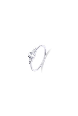 Solitaire Reine Elizabeth 2 diamants or blanc 750 millièmes