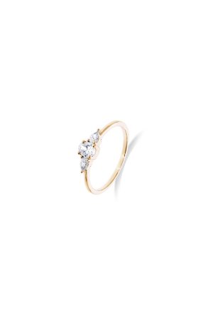Solitaire Reine Elizabeth 2 diamants or jaune 750 millièmes