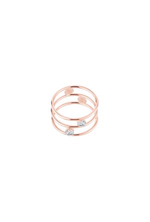 Bague Hula Hoop La Brune & La Blonde Or Rose Diamant 2 Rangs