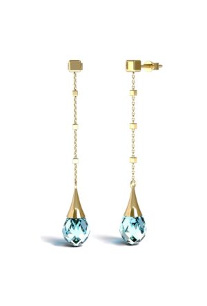 Boucles d'oreilles Eviana topaze bleue cube or jaune 750 millièmes
