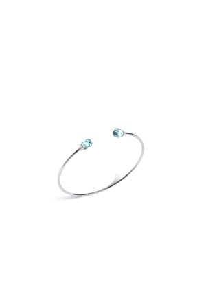 Bracelet Jonc Elixir Eviana Topaze Bleue toi et moi or blanc 750 millièmes