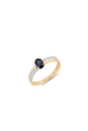 Bague saphir diamants deux ors 750 millièmes