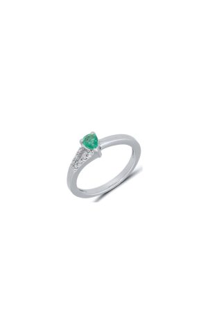 Bague émeraude diamants or blanc 750 millièmes