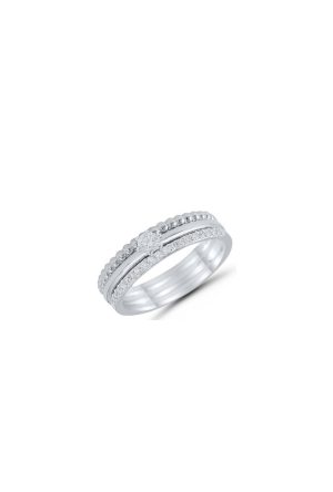 Bague diamants or blanc 750 millièmes