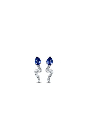 Boucles d'oreilles saphirs diamants or blanc 750 millièmes