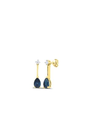 Boucles d'oreilles saphirs diamants or jaune 750 millièmes
