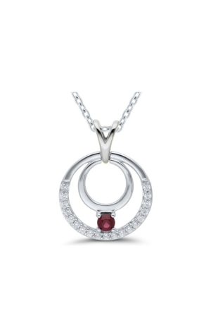 Pendentif rubis diamants or blanc 750 millièmes
