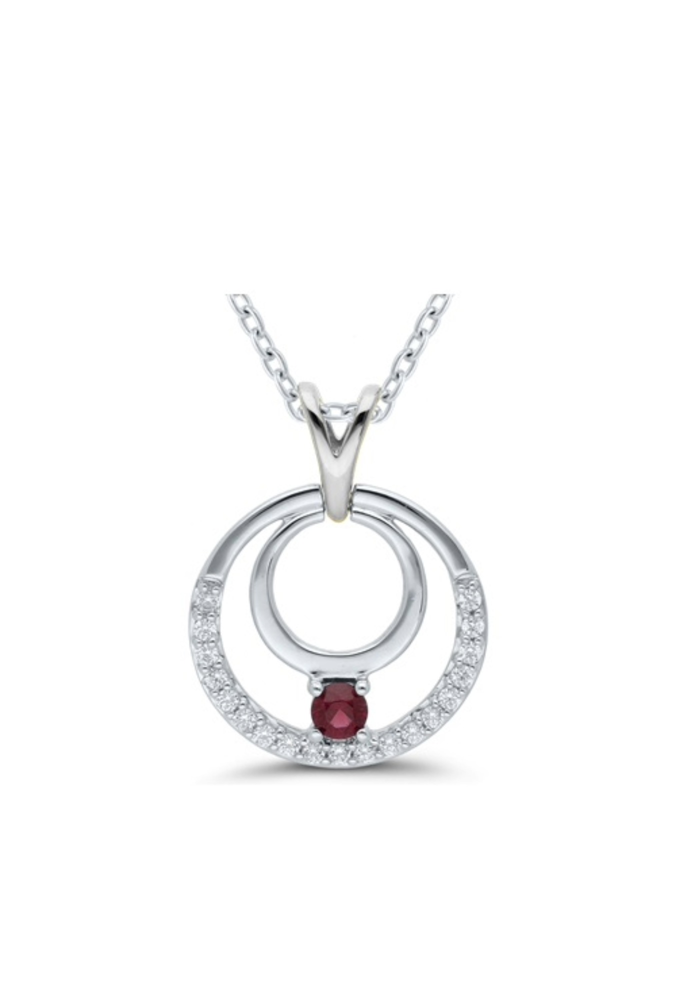 Pendentif rubis diamants or blanc 750 millièmes