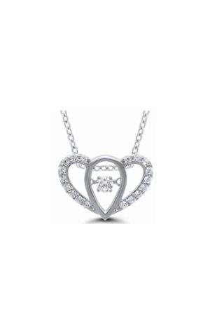 Collier coeur diamants or blanc 750 millièmes